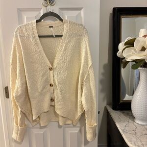 Free People 
Found My Friend Cardi
Cream Button-Front Bouclé Cardigan